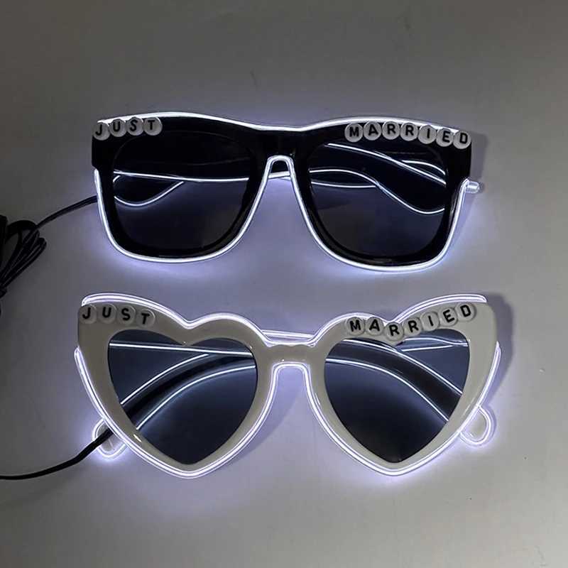 LED Just Married Glasses Wedding Party Bridal Shower Bride To Be Gift Wedding Decorations For Ceremony Light Married Sunglasses W250528