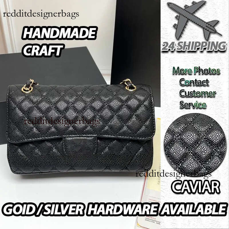 10A Mirror Quality Designer bag Shoulder Caviar/Lamskin Flap Size 23/25cm Crossbody Chain Real Leather,Imported from France Orginal Supplier genuine hardware