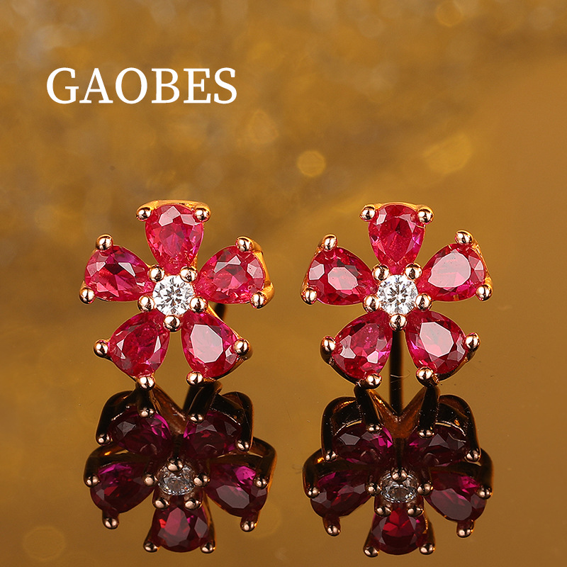 Elegant Statement Piece: Fashionable Rose-Toned Petal Shaped Gemstone Dangle Earrings
