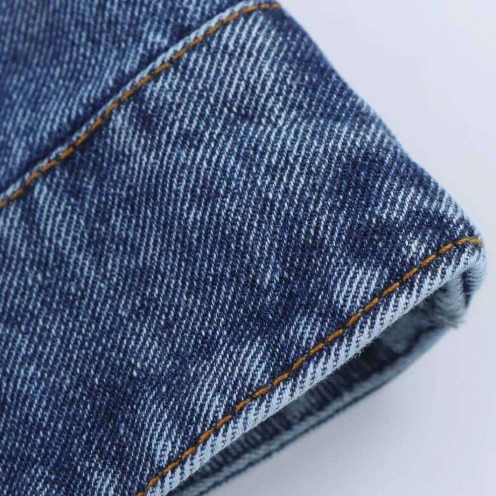 ZBZA Women's Classic Denim Lapel Long Sleeve Single Breasted Loose Hem Top Spring and Summer New Casual Fashion Jacket