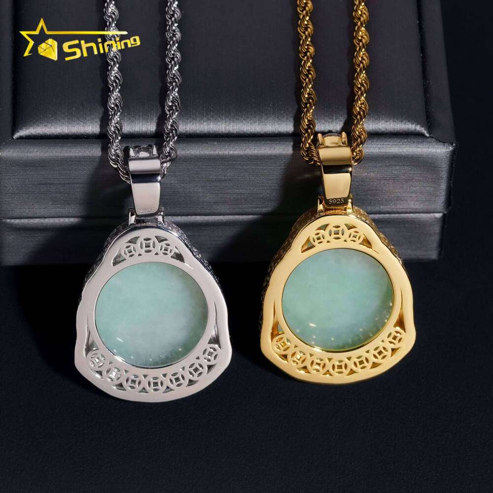 Fast Shipping Moissanite Hip Hop Jewelry Sterling Sier Iced Out Moisaanite Green Jade Buddha Pendant Pass Dia Tester