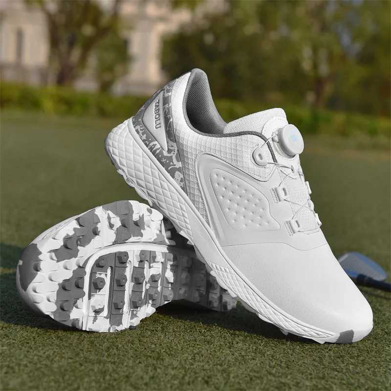 White Golf Shoes Men Women Waterproof Golf Sneakers Non-slip Spikeless Golf Trainers Leather Outdoor Sports Leather Golf Shoes M250528