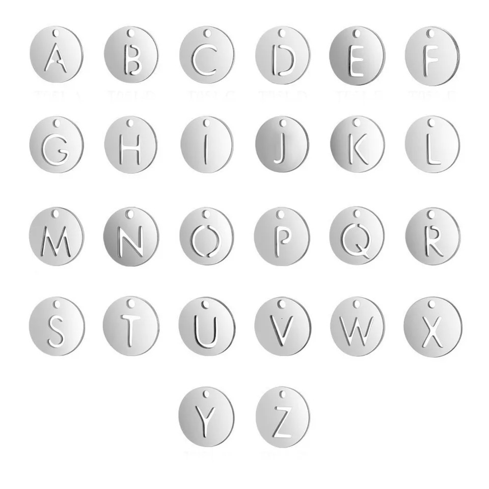 10 pcs 10mm Gold Color Capital Letter DIY Pendant Stainless Steel Alphabet Charm for Necklace Bracelet Earring Jewelry Making 250519