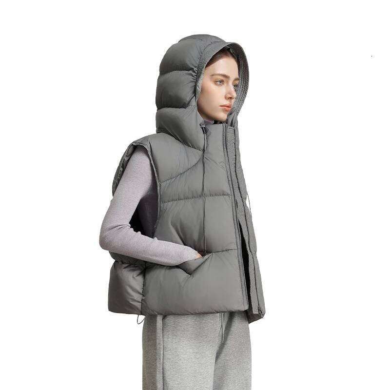 CLARKE QUEEN 90% White Duck Jacket Sleeveless Down Vest Woman Winter Light Weight Warm Coat Casual Gilet Puffer