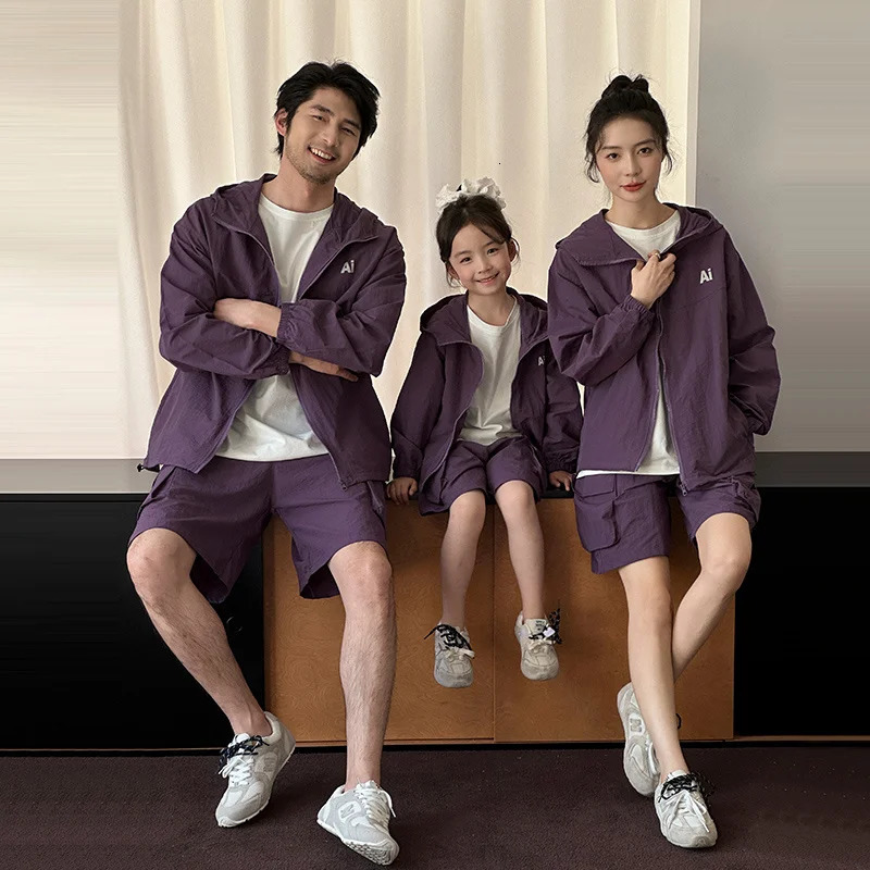 Family Matching Clothes Sets Men Women Baby Coat Shorts Suit Couples Kids Look Clothing ParentChild Costume 250528