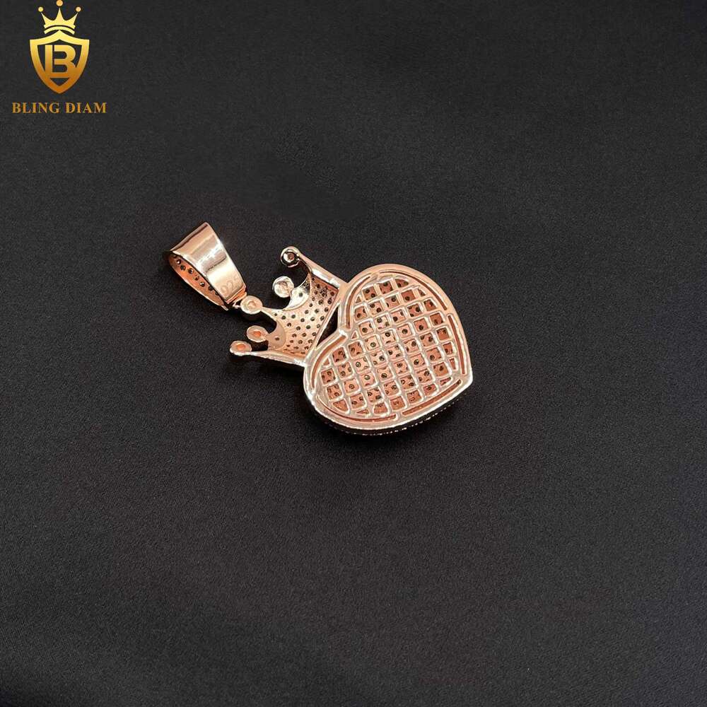 Iced Out Jewelry Solid Sterling Sier VVS Moissanite Pass Dia Tester Heart Pendant Necklace