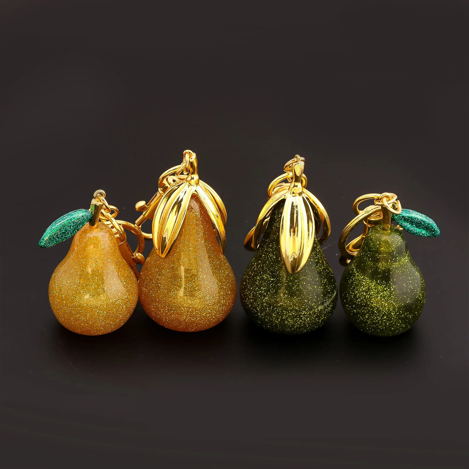 Pear Bag Charm Keychain Exquisite Green Yellow Pear Fruit Key Chain For Women Bag Purse Pendant Accessories Gift 250527
