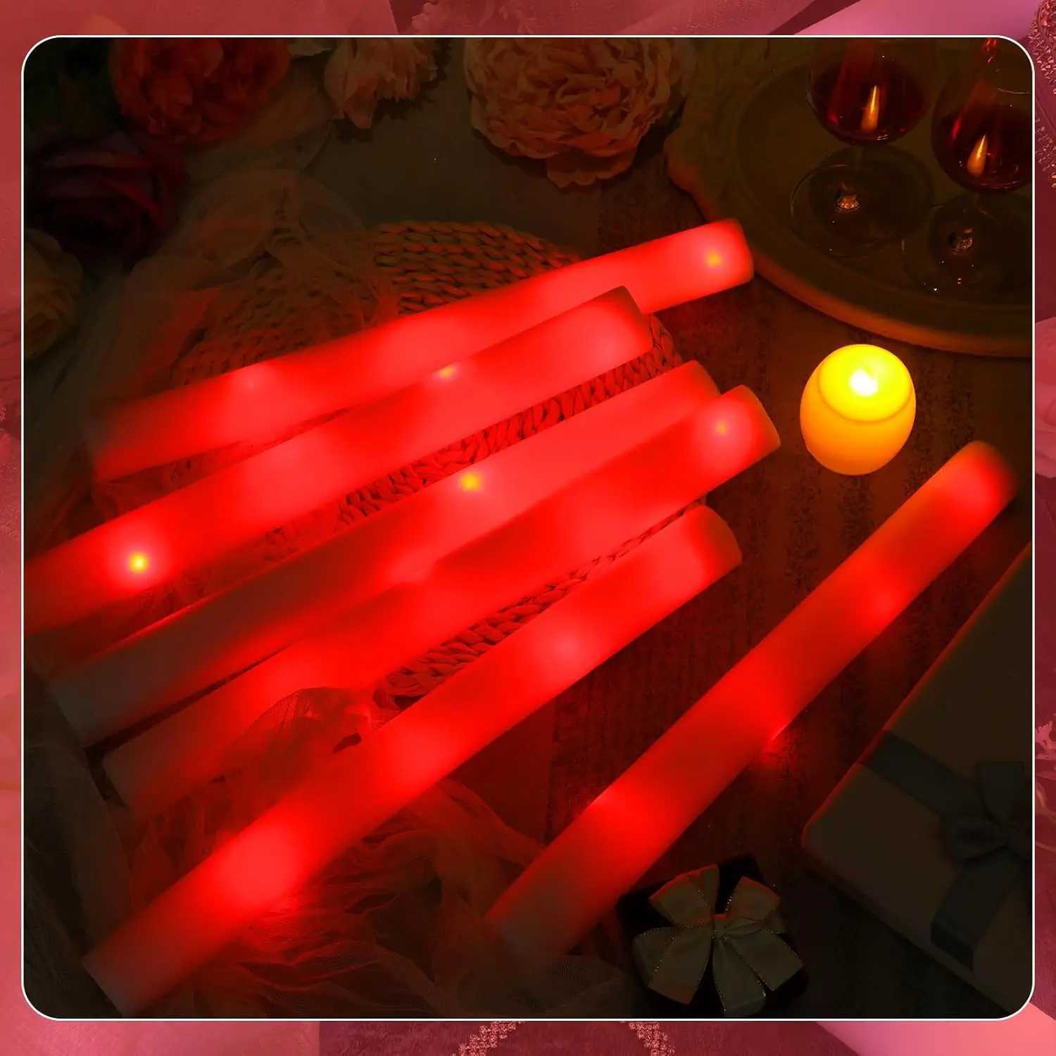 20/30pcs LED Glow Cheer Sticks Red Light Up Glow Sticks LED Foam Stick Wedding Wand Glow in The Dark Party Favors Supplies Raves W250528