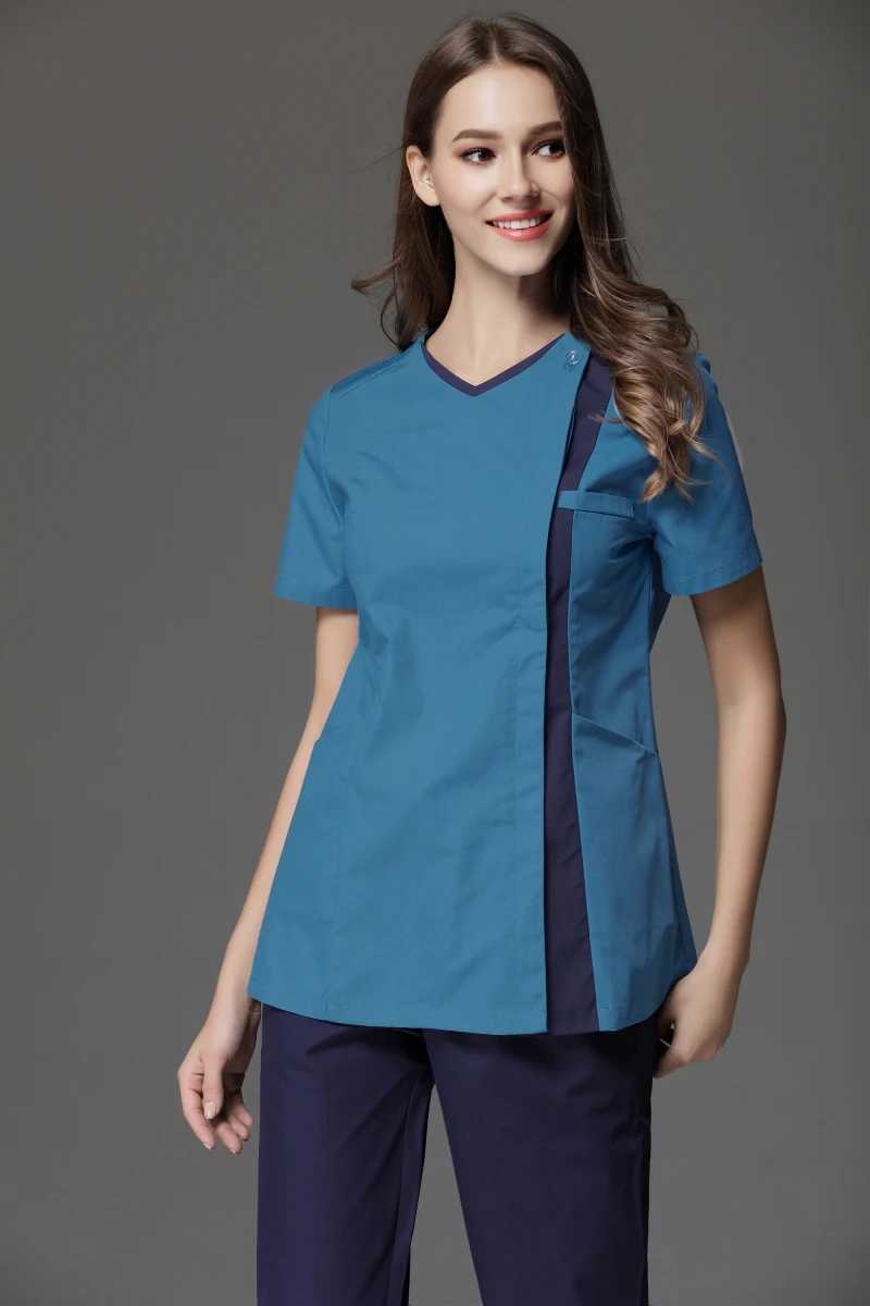 Front Side Button Opening Nurse Uniform Summer Short Slve Beauty Sn Women Skin Caring Two Colorway Working Overall X250528