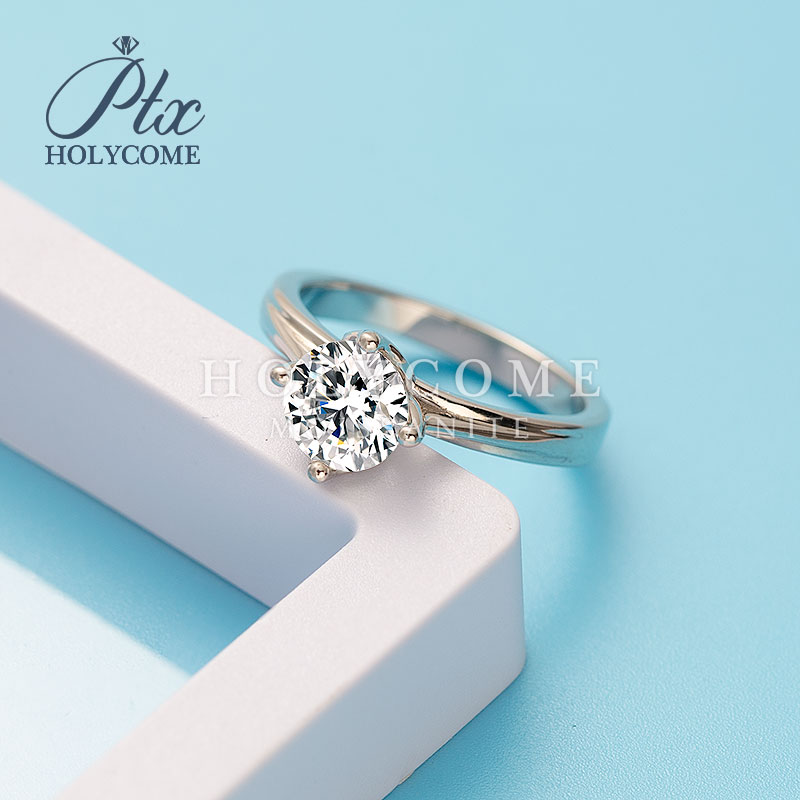 Engagement Wedding Moissanite Ring Charm Six Prong Lotus Design VVS 1CT Diamond Women 925 Sterling Silver D Color Moissanite Ring