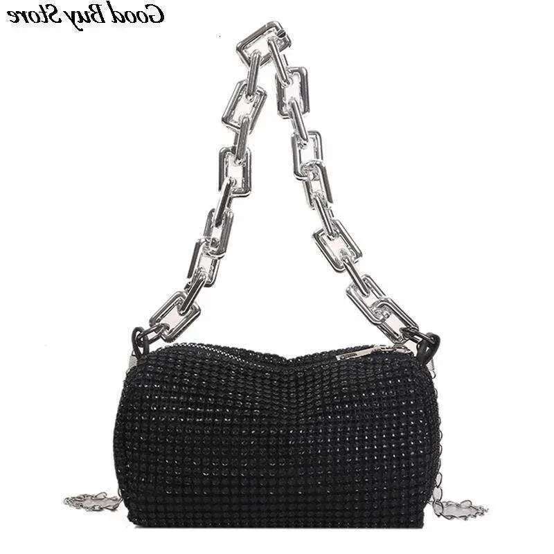 Women Bg Shoulder Bags Rhie Handle Clutch Sier Chains Bag Evening Wedding Wallets Crystal Handbags