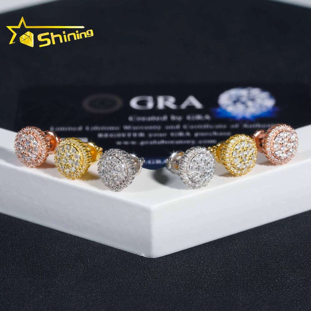 Ready to Ship Earring Fine Jewelry Gold Plated Sterling Sier VVS Moissanite Dia Screw Stud Earrings