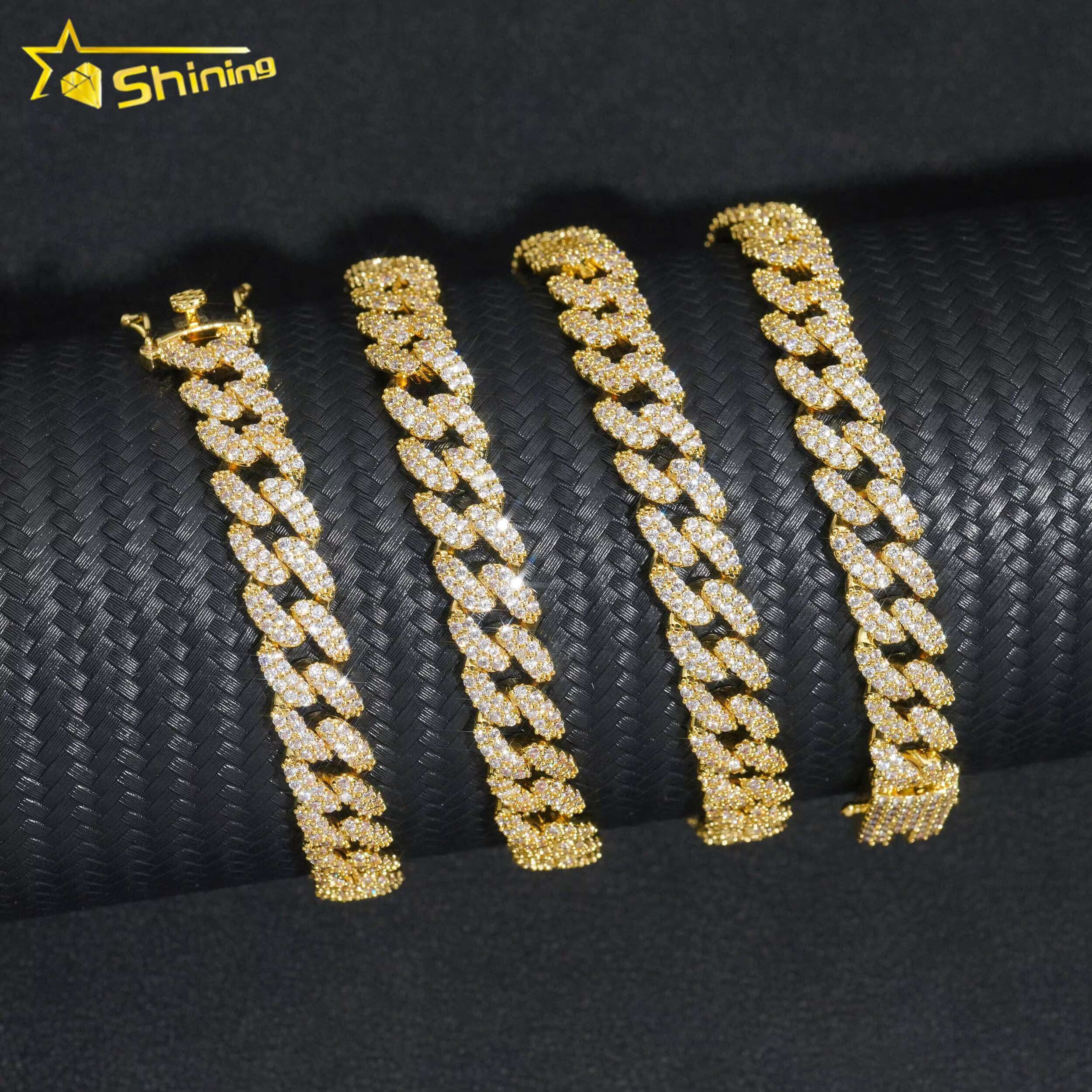 Cheapest Price 8mm 2rows Miami Design Mens Necklace Hip Hop Iced Out Vvs1 Lab Diamond Moissanite Cuban Link Chain