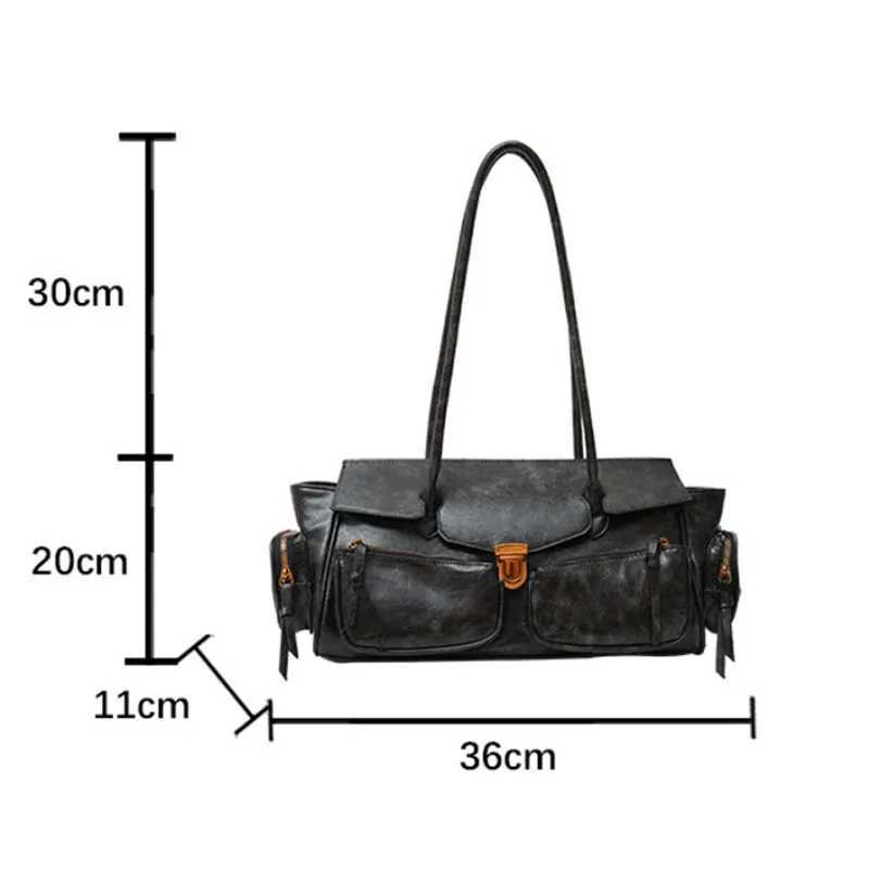 Branded Underarm Shoulder Motorcycle Bags For Women Y2K Multi Pockets Large Capacity Satchels 2025 Winter Latest Luxury Handbags Y250528