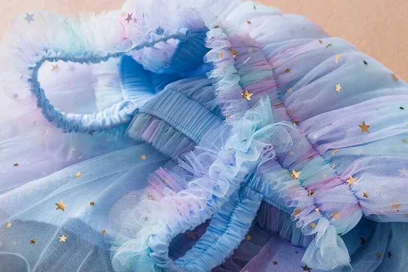Baby Girls Clothes for Summer 1-5 Years Suspender Sleeveless Toddler Girls Dresses Rainbow Color Tulle Birthday Party Dress X250528