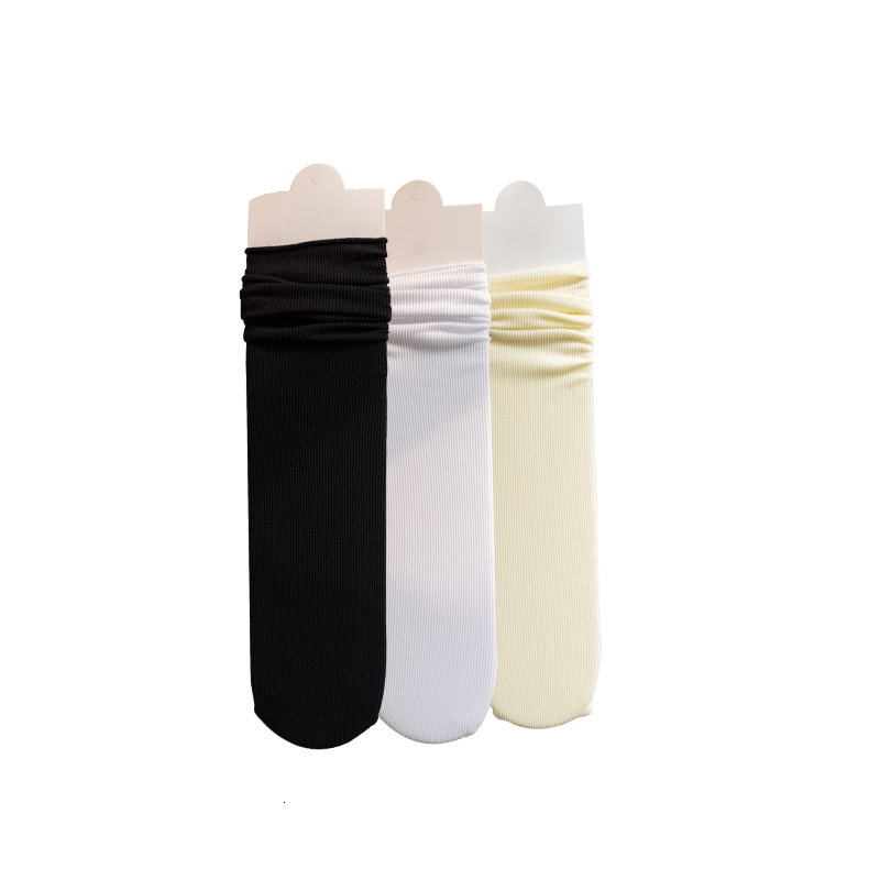 Women's Mid-Calf Lightweight Breathable Slouch Solid Color Korean Style Ice Spring Summer Long Socks Automatic