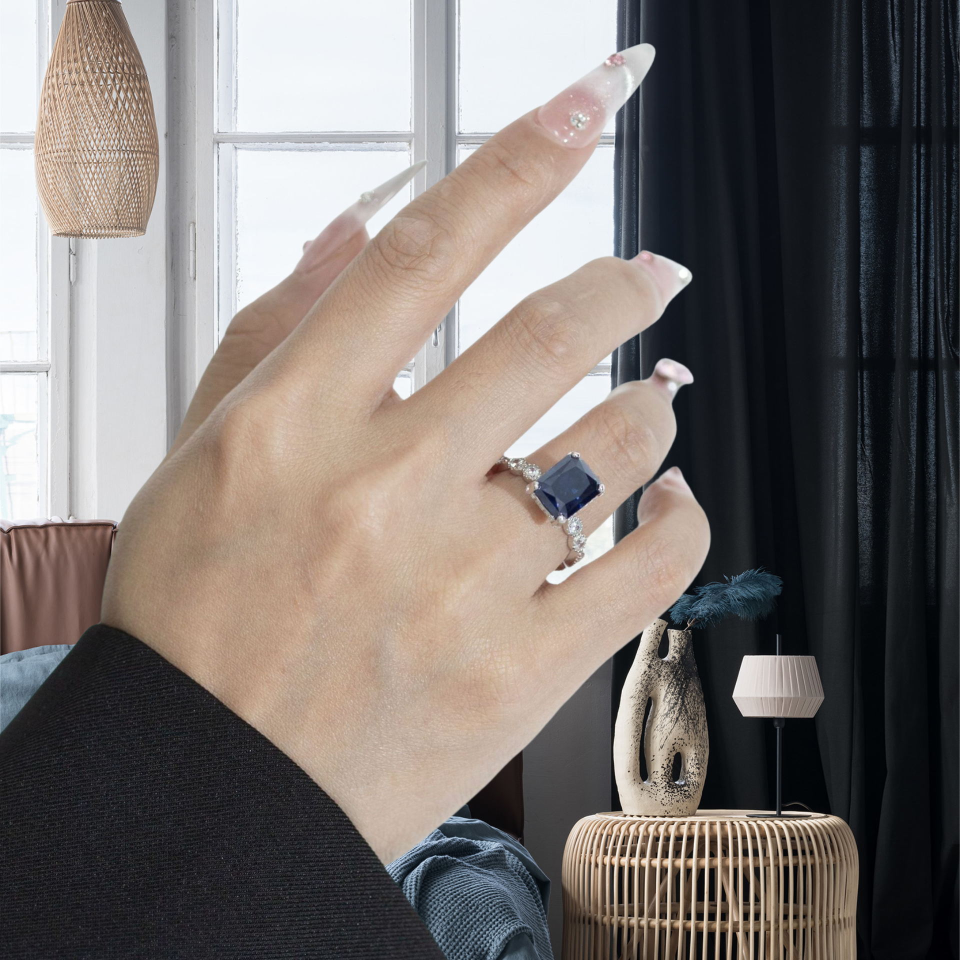 4CT rectangular 8*10 Radient Cut D color VVDS1 Moissanite Ring S925 Sterling Silver Personalized Fashion Geometric Ring Student fashionistas and wealt