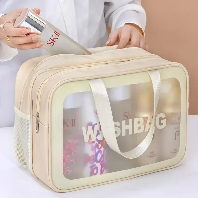 Thick Dry-Wet Separation Partition Toiletry Bag Portable Double-Layer Cosmetic Storage Bag for Travel Beach Pool Bathing 250528
