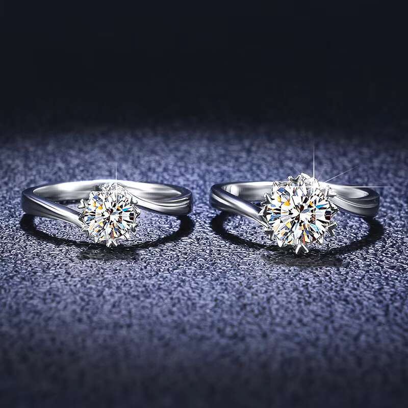 Women Custom Vvs Wedding Set Engagement Sterling Silver Diamond Eternity Gra Certified Moissanite Rings with Certificate