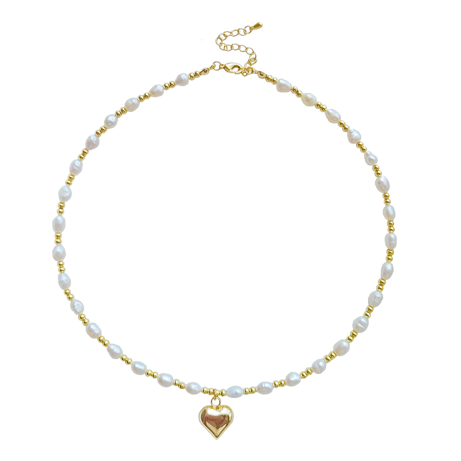HERLOOK Heart Pendant Necklaces Choker for Women Jewelry Wholesale Gold Color Beads Natural Pearl Necklace for Women Accessories 250522