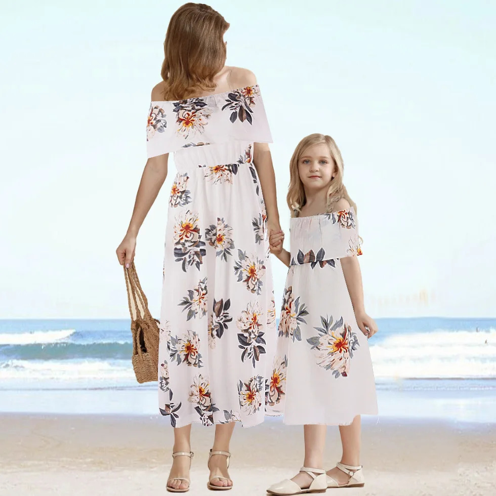 Girls Summer Dress Korean Mother And Daughter Matching Look Causal Holiday Our First Mothers Day Family Matching Outfit 250528