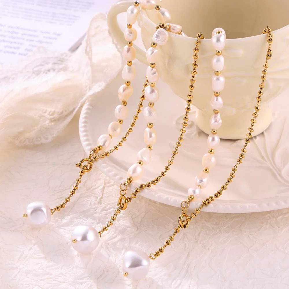 MARKA Ins Wind Pearl Necklace Womens Versatile Stainless Steel Non Fading Jewelry Accessories 250522