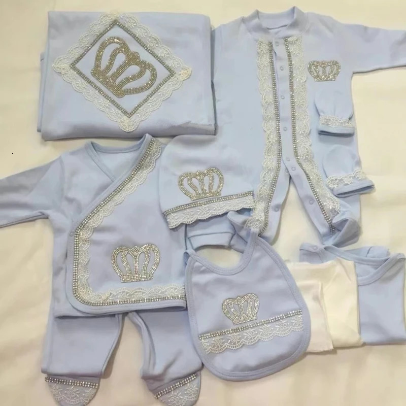 Taking me Home Pearly Crown Jewlery Angle Wings Romper Onsie Set 10pcs Bling Butterfly born Blanket Bedding Gift 250517
