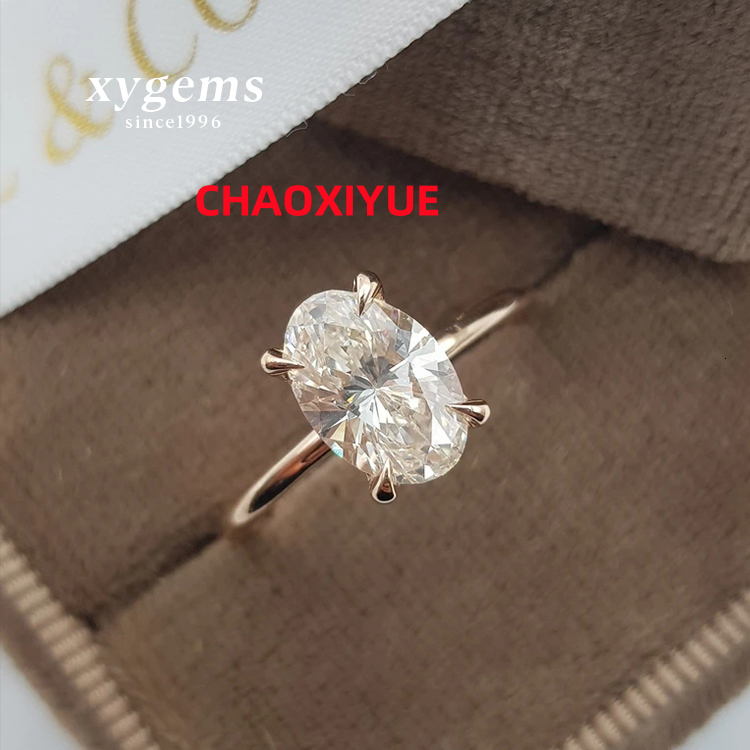 14k/18k Genuine Rose Gold Oval Shaped Moissanite Engagement Ring