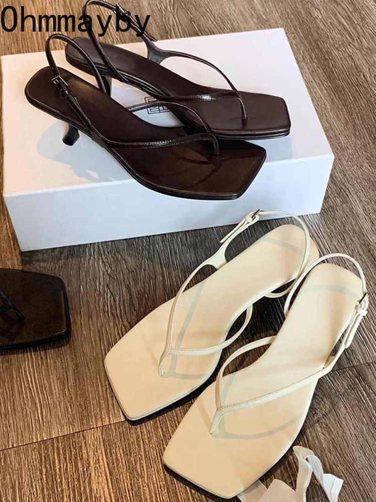 Narrow Band Clip Toe Women Sandals Shoes Fashion Summer High Heel Party Dress Ladies Sandalias Shoes 250526
