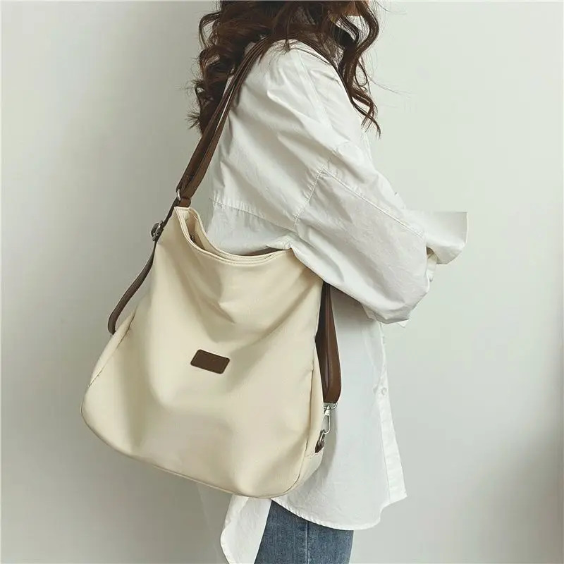Large Capacity Fashion Canvas Shoulder Bag Womens Leisure Literature and Art Simple Solid Color Crossbody Backpack 250527