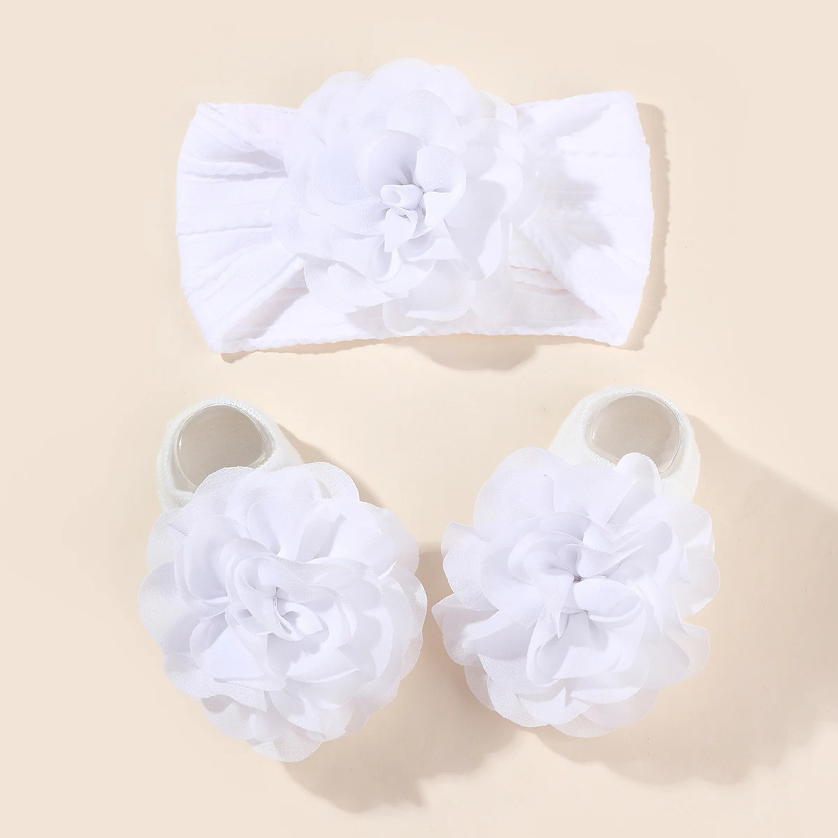 Flower Baby Headband and Socks Set born Girl Soft Nylon Hairband Elastic Floral Turban Short Sock Infant Headwear set 250528