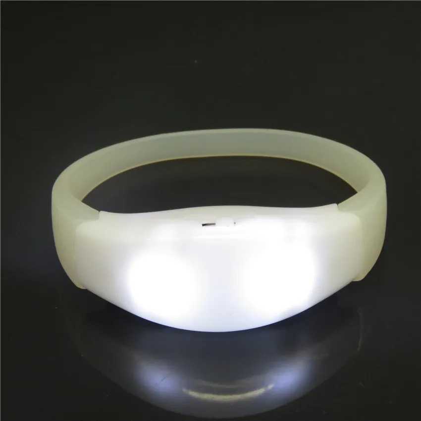 200 Pcs Unisex Sound Controlled LED Light Up Bracelet Activated Glow Flash Bangle For Mothers Day Festival Party W250528