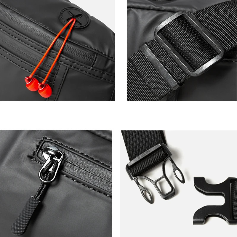 Men Chest Bag Anti-theft Zipper Multifunction Crossbody Bag Waterproof Short Trip Fashion Lightweight Bag with Headphone Hole 250526