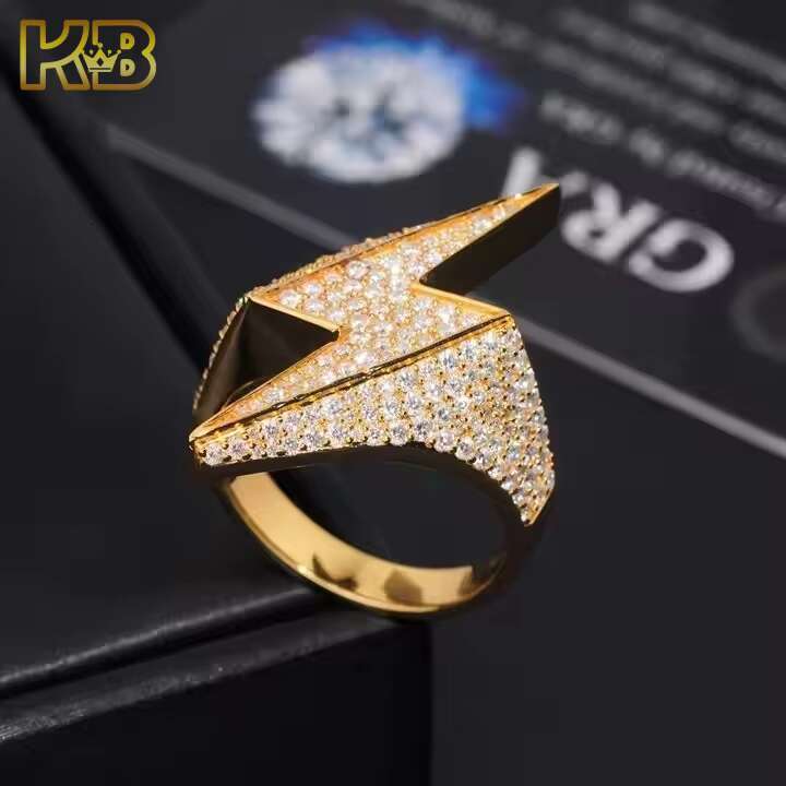 Premium VVS Moissanite Mens Hip Hop Ring 925 Sterling Silver Gold Plated Illuminating Pave Diamond Design High End Fine Jewelry