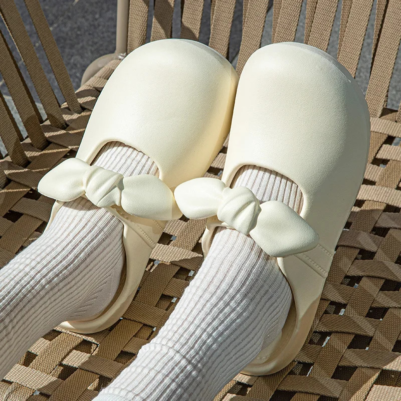 Summer Bow Knot Women Slippers Fashion Thick Bottom Shoes EVA Slippers Anti Slip Baotou Slippers Outdoor Beach Sandals Slippers 250523
