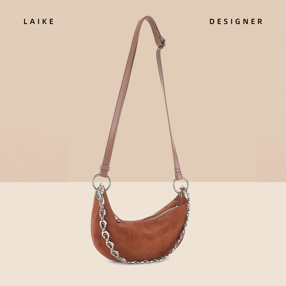 Autumn Winter New High Gloss High-end Exquisite Small Crescent Genuine Leather Matte Shoulder Bag