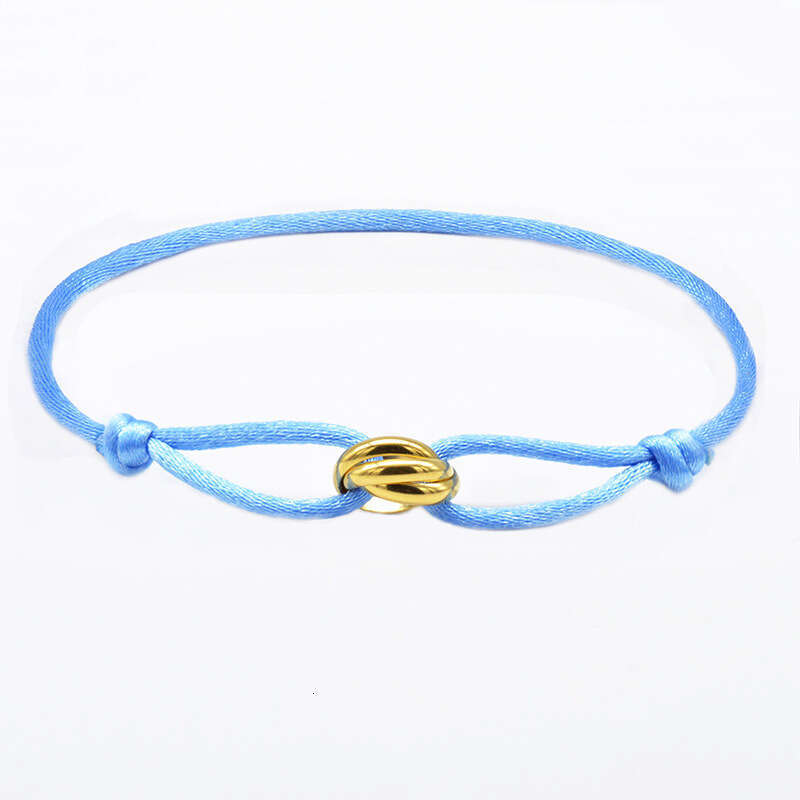 Handwoven Couple Stainless Steel DIY Colors Three Rings Adjustable Bracelet