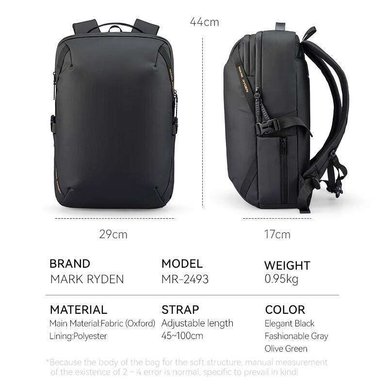 MarkRyden Infinitely Lite: Multifunctional Waterproof Large Capacity Daily Travel 180 Degree Closure Backpack Men's Backpacks