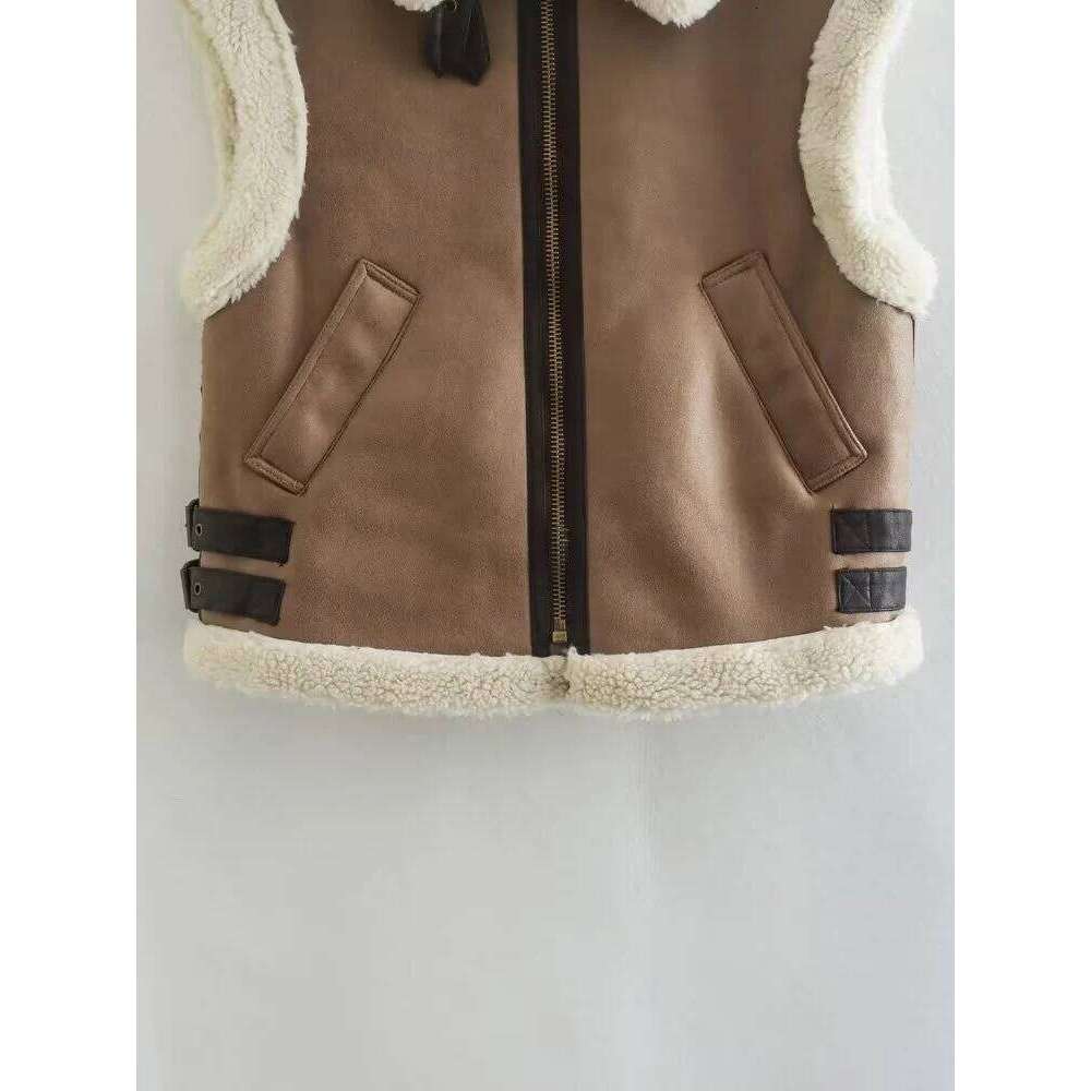 2024 European American style autumn winter new women's clothing and fur thickened vest for women
