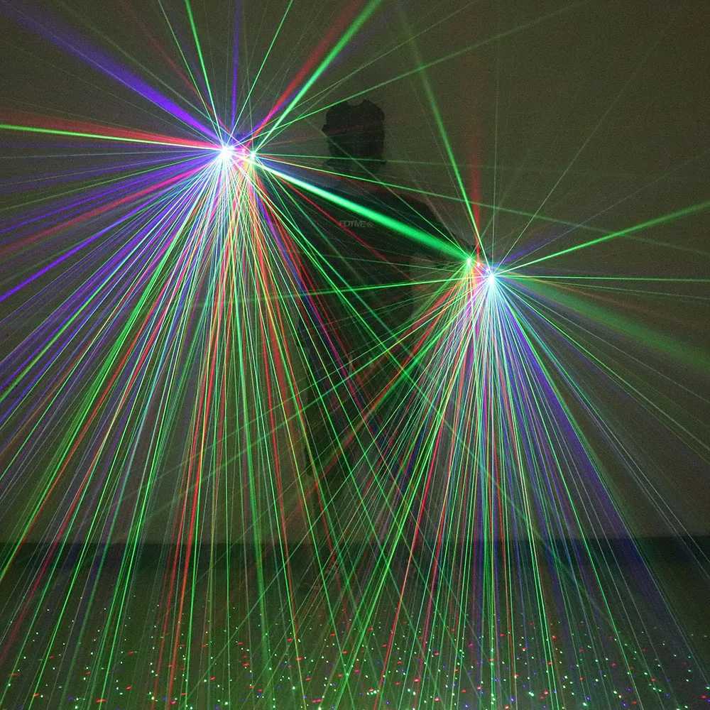 2 in 1 Green Red Blue Laser Gloves Multi-line 4 Heads Beam Light For DJ Disco Christmas Party Nightclub Stage Dancing Show W250528