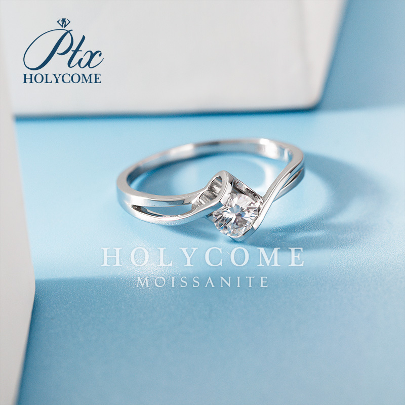 Eternal Heart 925 Sterling Silver Wedding Engagement Ring Fine Jewelry Women Round Cut D Color 0.5ct 5.0mm Moissanite Diamond Rings