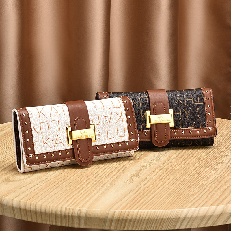 Free Shipping Designer Wallet 2025 New High-quality Women's Handbag Multifunctional Retro Long Phone Bag Letter Printed ID Bag Card Bag