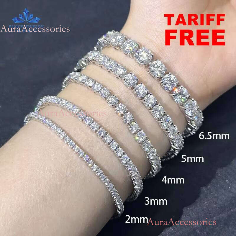 Ready to Ship VVS Moissanite Dia Tennis Chain Necklace and Bracelet Iced out Hip Hop Jewelry