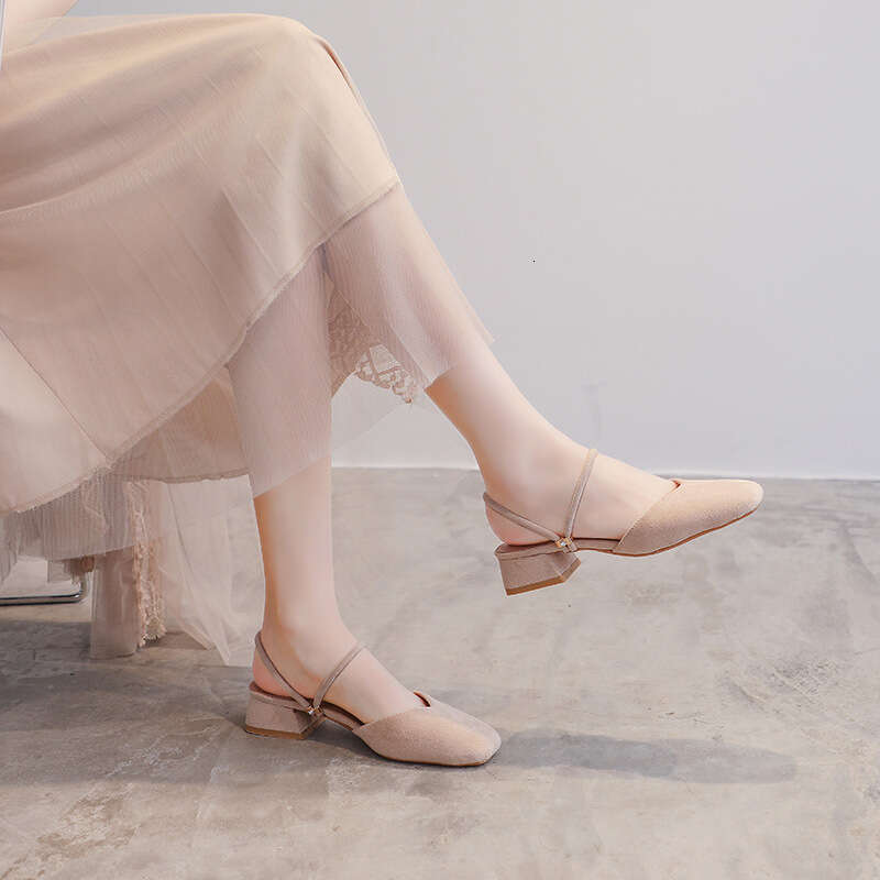 Square Closed Toe 2025 New Summer Mid Chunky Heel Fairy Style Fashion Dress Sandals for Women