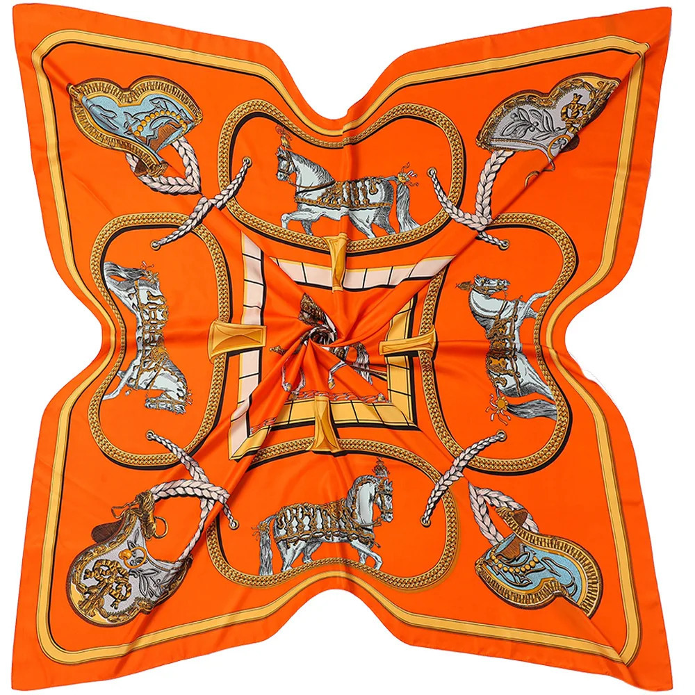 130cm War-horse Square Scarf Women Twill Silk Scarf Fashion Shawl Bandana Kerchief Scarves For Ladies 250527