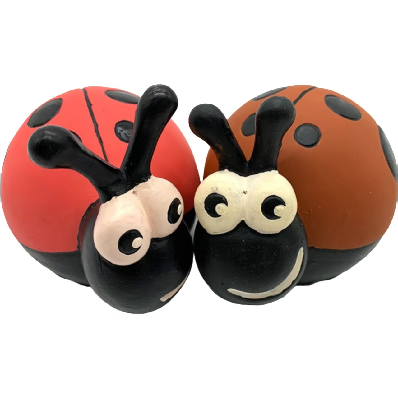 Latex Screaming Ladybird Puppy Toy Soft Natural Rubber Squeaky Chewy Dog Toys for Interactive Play 4pcs in One Pack