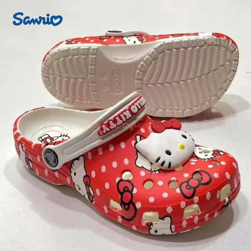 Sanrio New Hello Kitty Hot New Crocs Cartoon Character Summer Cute Cartoon ChildrenS Slippers Non-Slip Soft Soled Sandals Giftsw250528
