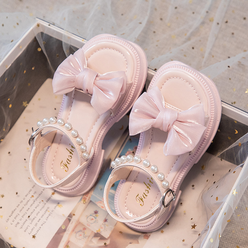Kids Designer Shoes Summer Toddlers Sandals for Girls Pearl Bowknot Fashion Children Kidsnest Causal Party Wedding Flats Beach Shoes Sandals Sizes US9
