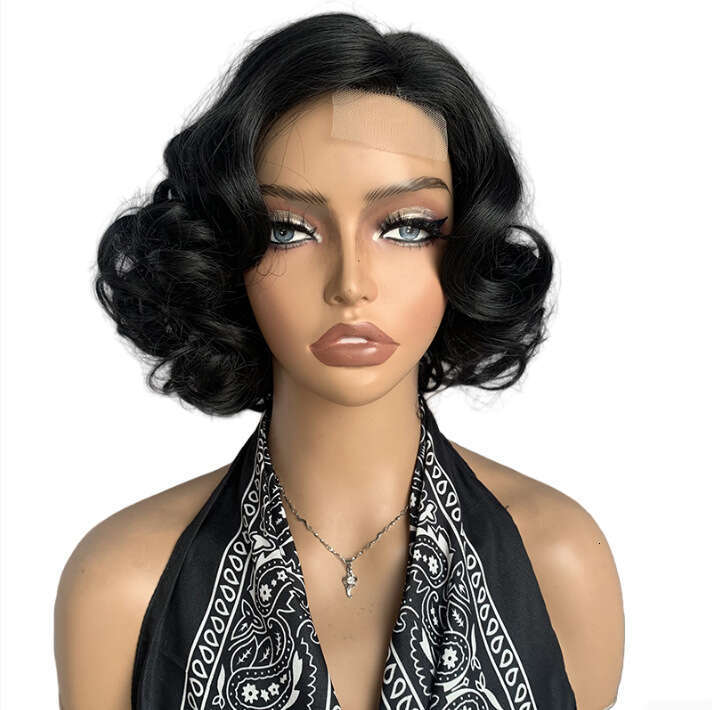 Short Curly Lace Side Part Egg Roll Big Wave Wig For Women Synthetic Wigs