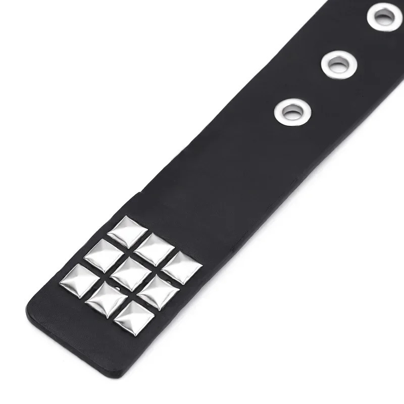 Retro Square Bead Rivet Belt Men Women Universal 3-row Pyramid Inlaid with Silver Punk Gothic Belt Hip Hop Dance Accessories 250520
